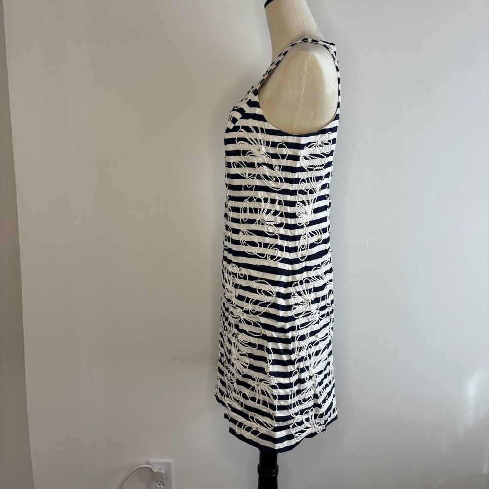 Lilly Pulitzer- Blue & White Striped Dress with Rope & Gem Details - Picture 3 of 5